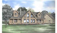 Log Houseplans colored rendering.