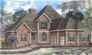 This image shows the front elevation for these Traditional House Plans.