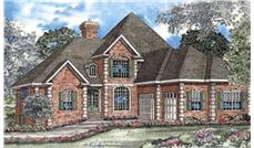 This image shows the front elevation for these Traditional House Plans.
