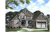 This image shows the front elevation of these charming bungalow house plans.