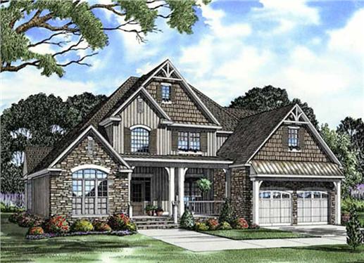 This image shows the front elevation of these charming bungalow house plans.