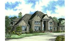This image shows the front elevation for these Traditional House Plans.