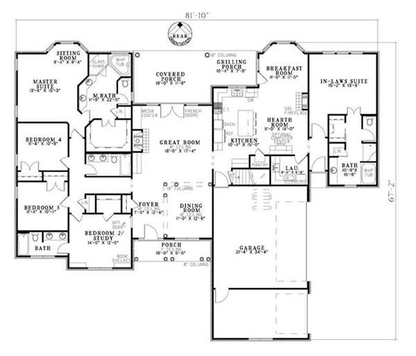Home Plan : # 153-1868 First Story