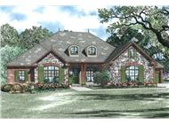 This is the front elevation for these European Ranch House Plans.
