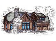 This image shows the front elevation for these Craftsman House Plans, Cape Cod House Plans.