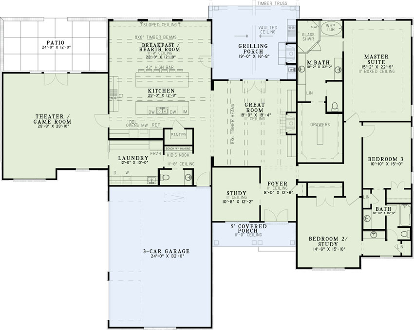 House Plan 153 2023 3 Bdrm 3542 Sq Ft Ranch Home Theplancollection
