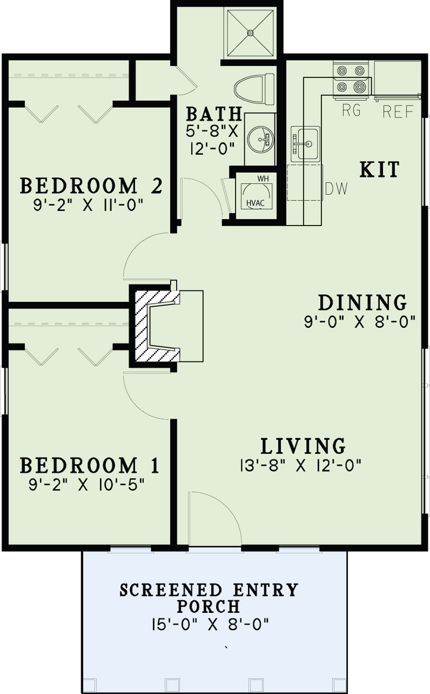 Cottage House Plan 2 Bedrms, 1 Baths 691 Sq Ft 1532041