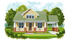 This is an artist's rendering of these Crafstman House Plans.