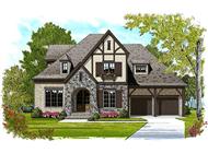 This is the front elevation that was drawn by an artist that will show what the front of this set of Tudor home plans looks like.