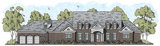 This is the front elevation for these Traditional Home Plans