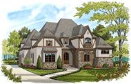 This is a colorful rendering of these Tudor Home Plans.