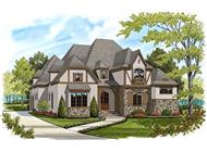 This is a colorful rendering of these Tudor Home Plans.