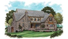 This is the front elevation for these Tudor Home Plans.