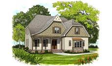 This is the front elevation for these Traditional Tudor Home Plans.