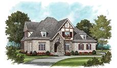 This is an artist's rendering of these European Tudor-Style House Plans.