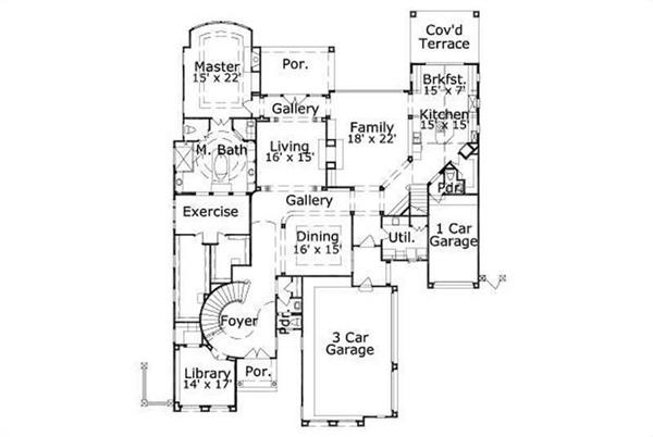 This image shows the living area and dining area as well as the master bedroom and bath.
