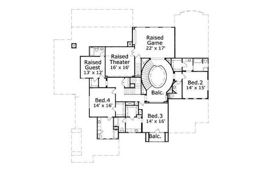 This image shows the game, theater, and 3 bedrooms.