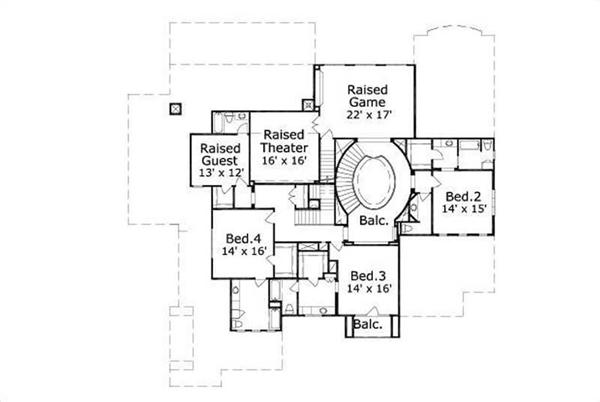 This image shows the game, theater, and 3 bedrooms.