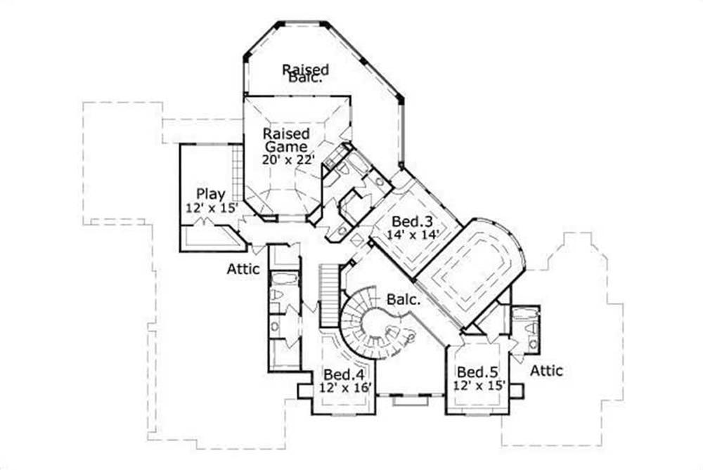 This image shows the game and playrooms along with 3 bedrooms.
