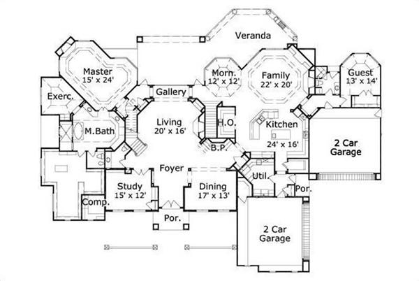 This image shows the living and dining areas along with the master bedroom and bath.