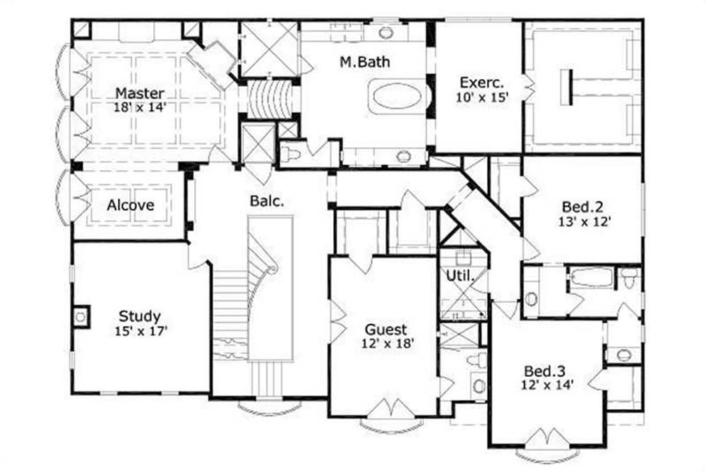 This image shows the master bedroom and bath.