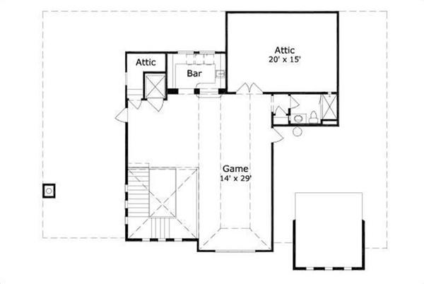 This image shows the attic and the game room.