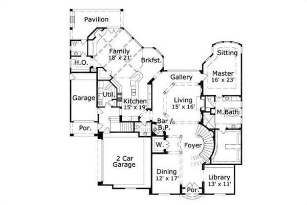 This image shows the living and dining areas along with the master bedroom and bath.