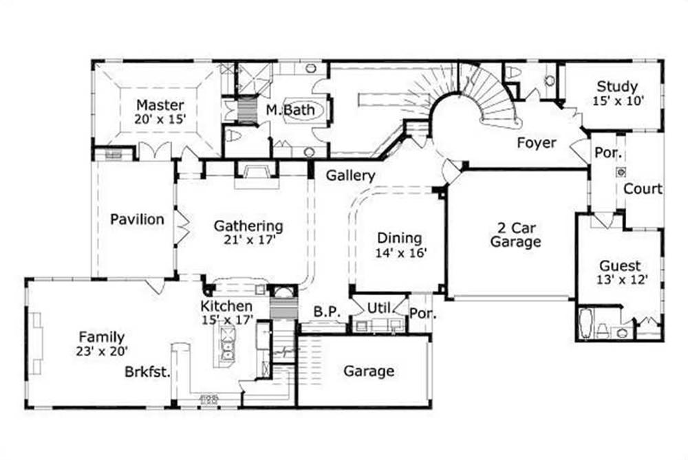 This image shows the living and dining areas along with the master bedroom and bath.