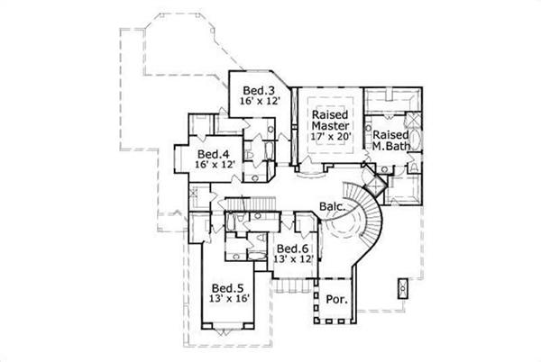 This image shows the master bedroom and bath along with 3 bedrooms.