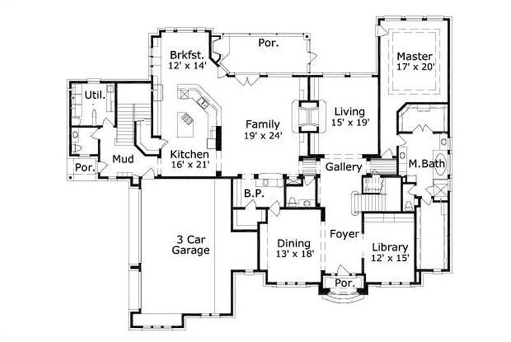 This image shows the living and dining areas along with the master bedroom and bath.