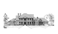 Luxury home plans front rendering.