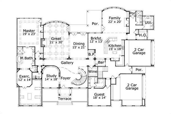 HOME PLAN NUMBER 177 FIRST STORY FLOOR PLAN 