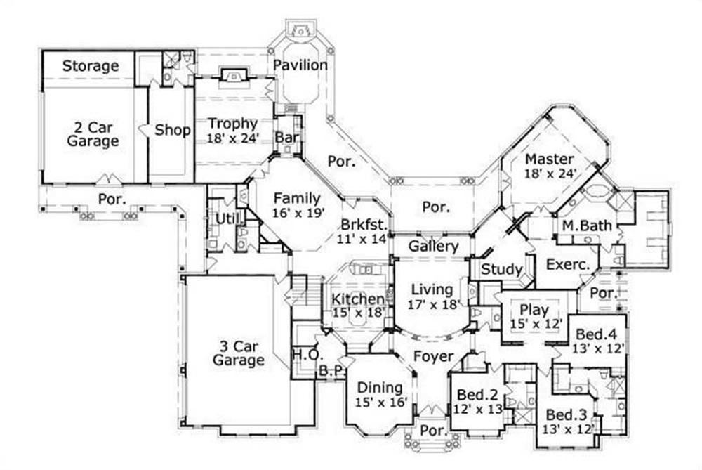 HOME PLAN NUMBER 20003 FIRST STORY FLOOR PLAN