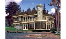 This is the rear elevation for these Lakefront House Plans.