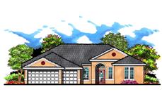 This is an artist's rendering of these Traditional Ranch House Plans.