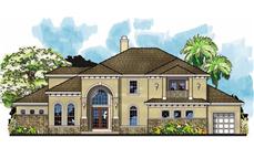 This is the front elevation for these Tuscan House Plans