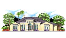 This is the front elevation for these European Home Plans.