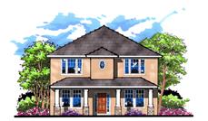 This is the front elevation for these Tuscan Home Plans.