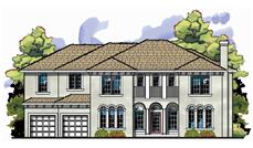 This is the front elevation for these French Home Plans.
