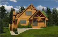 This is a 3D rendering of these Cabin House Plans.
