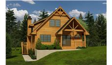 This is a 3D rendering of these Cabin House Plans.
