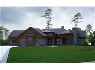 This is a computer rendering of the front of these Craftsman Home Plans.