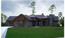 This is a computer rendering of the front of these Craftsman Home Plans.