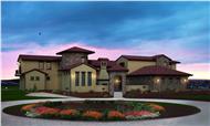 This is the front elevation for these Tuscan Home Plans.