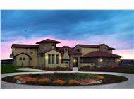 This is the front elevation for these Tuscan Home Plans.