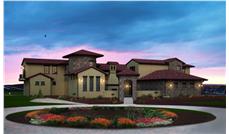 This is the front elevation for these Tuscan Home Plans.