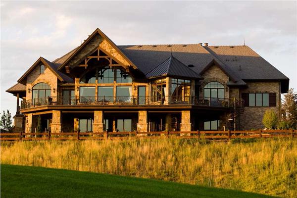 This is a color photograph showing this set of house plans from the rear.