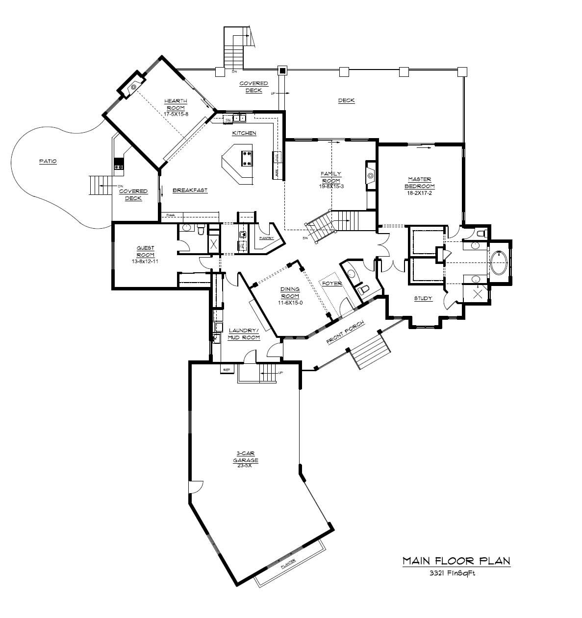 Floor Plan First Story for these Luxury House Plans.