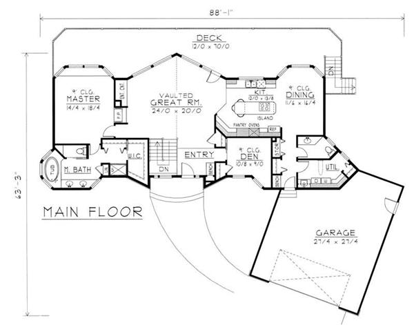 House Plan RDI-1899R1-DB Main Floor Plan