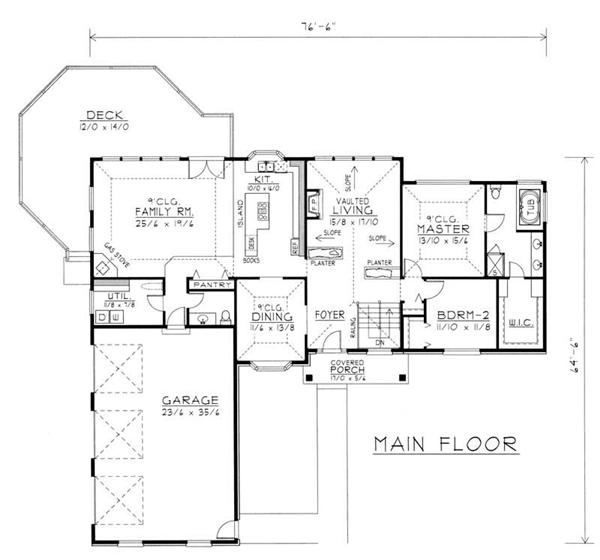 House Plan RDI-2320R1-DB Main Floor Plan